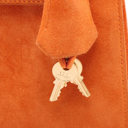 Hermes Kelly 25 Orange Doblis Suede Leather Gold Hardware