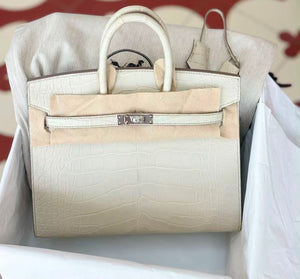 Hermes Birkin 25 Beton matt alligator leather Sellier palladium hardware