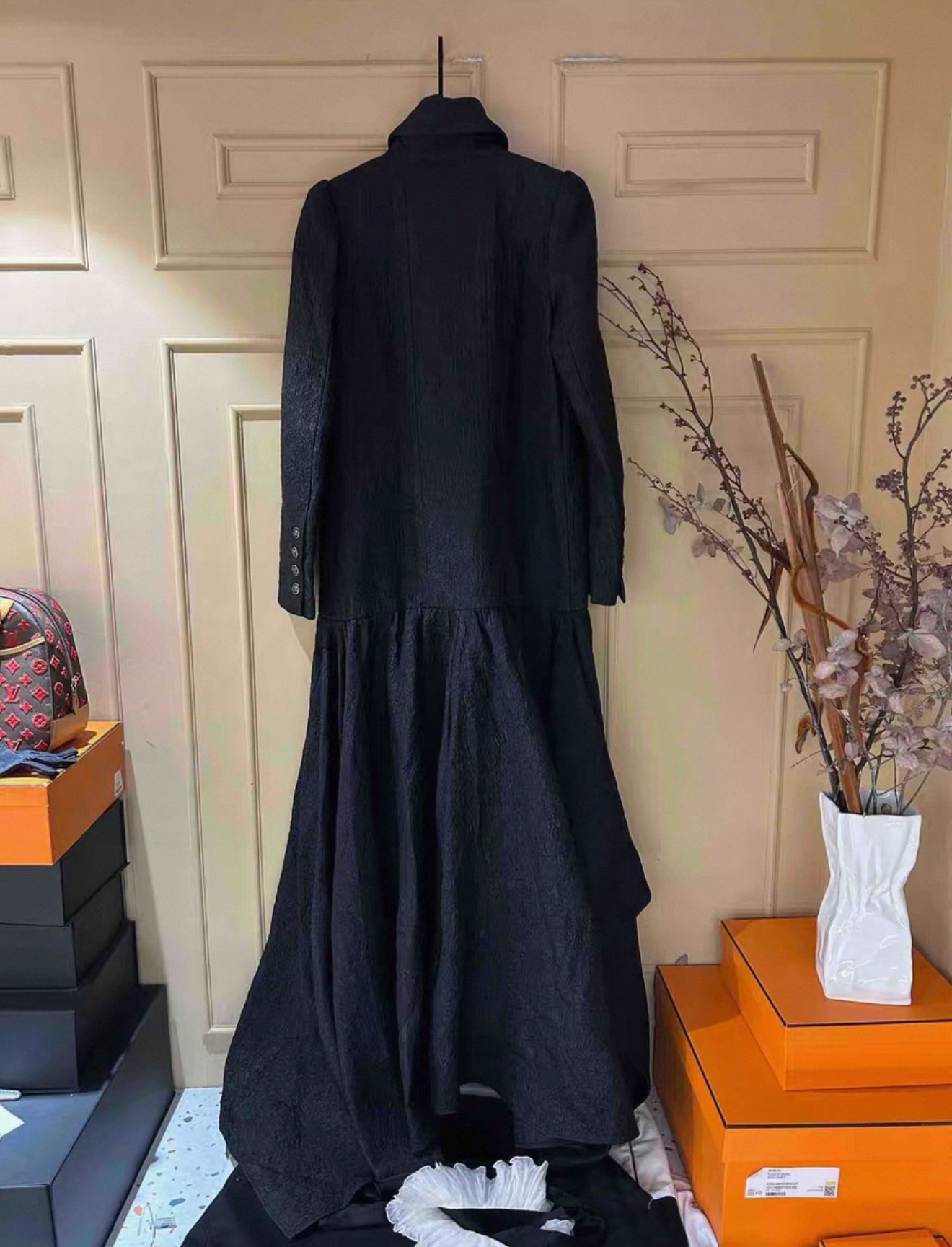 Rare Chanel 2021 Black Long Coat/Dress 38