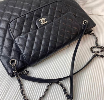 Chanel Paris-Edinburgh Black Caviar Flap Tote Bag