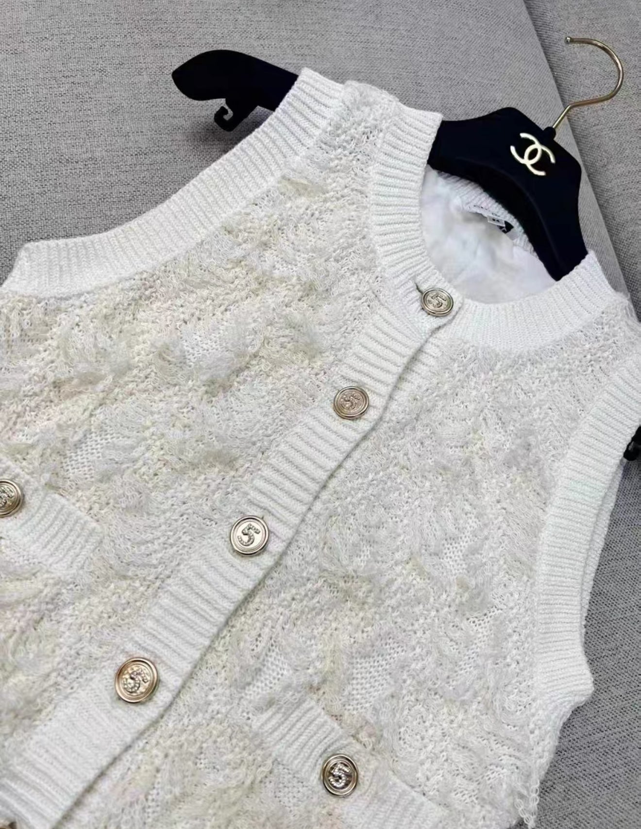 Chanel 21S ecru tweed cardigan