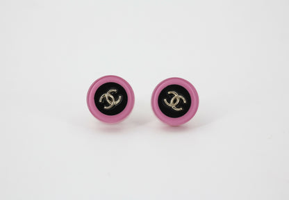 Chanel D19K Acrylic Pink Purple Thin Round Earrings