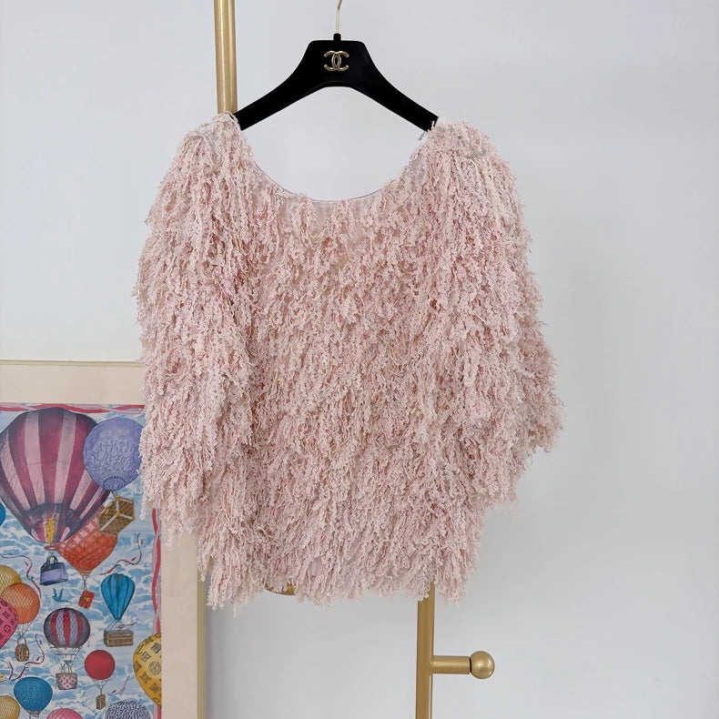 Chanel Waterfall Collection Pink Fringe Top
