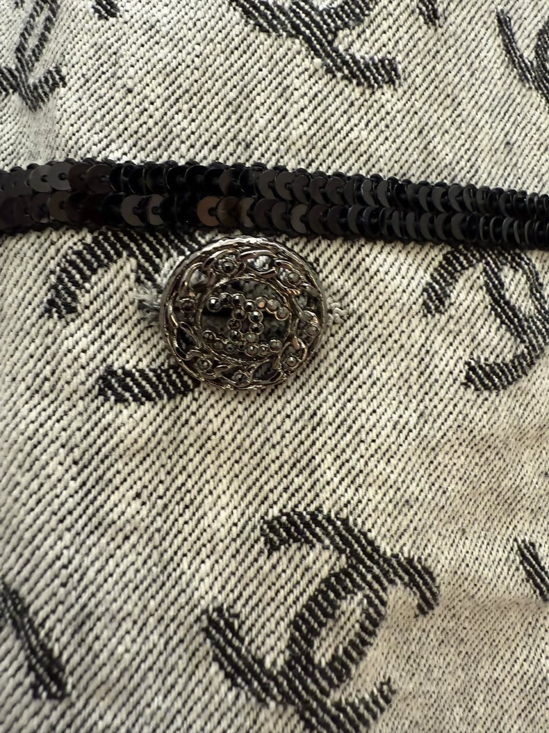 Chanel 22s grey denim CC logo jacket