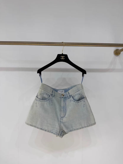 Chanel 21C double C denim shorts