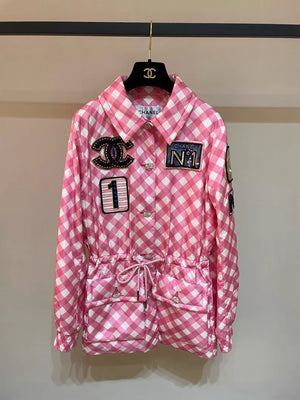 Chanel's 23C pink plaid trench coat