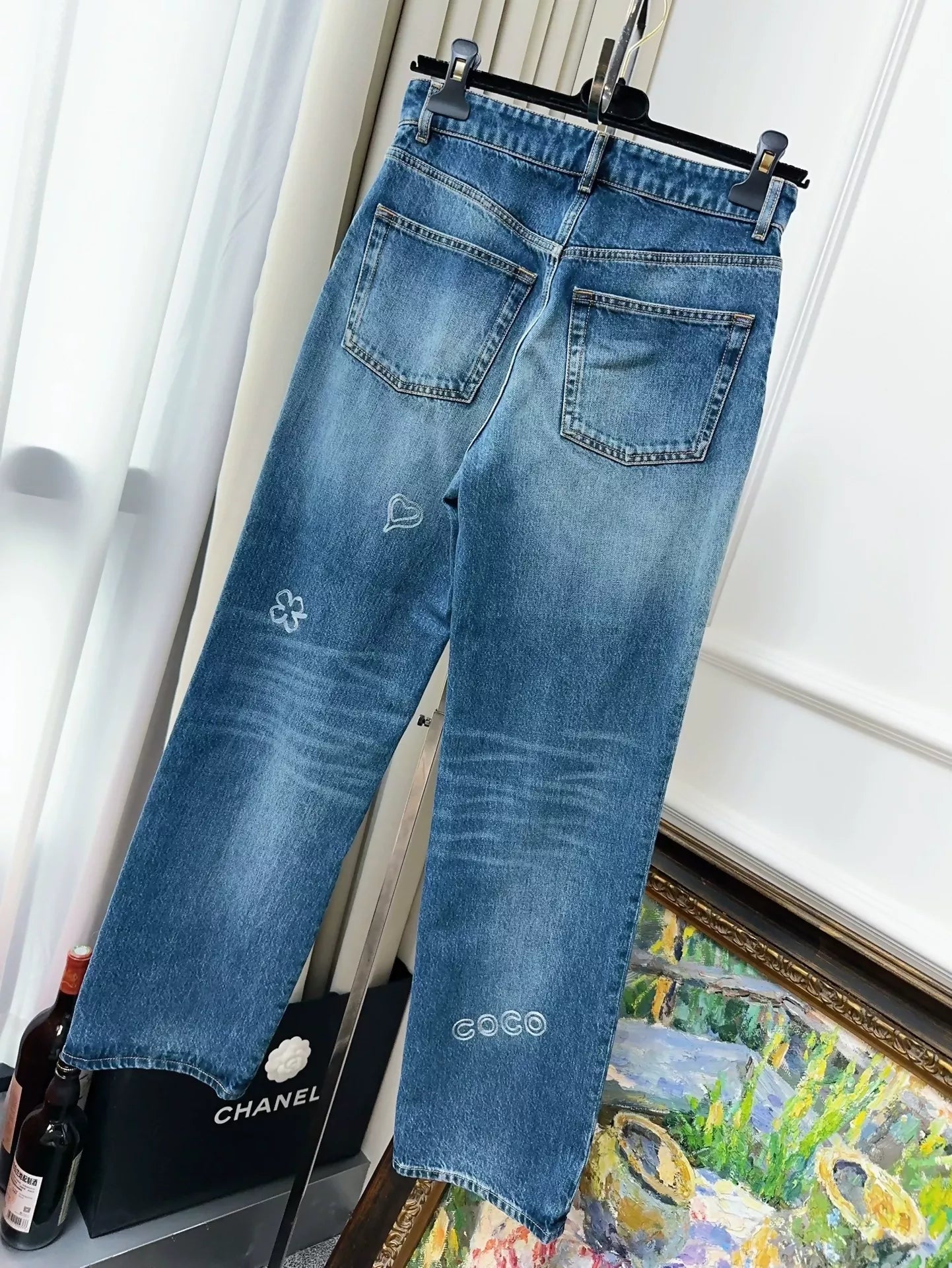 Chanel 24b blue straight jeans