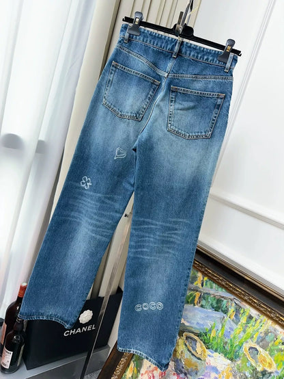 Chanel 24b blue straight jeans