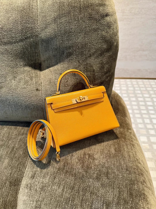 Hermes Mini kelly 20 9V sun goatskin leather gold harwdare