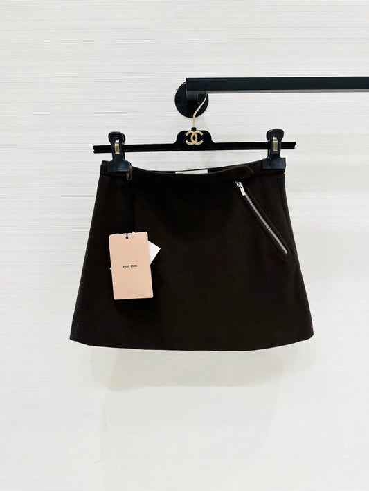 Miu Miu 25 brown mini skirt with zipper