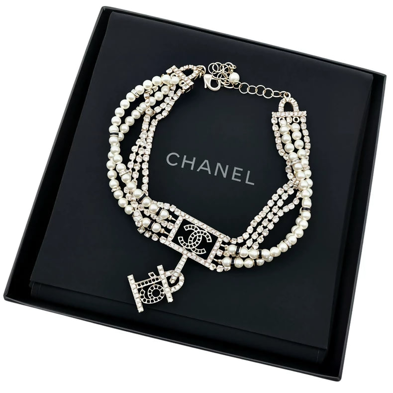 CHANEL multi-layered pearl choker necklace
