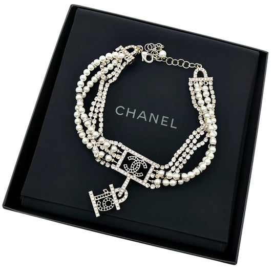 CHANEL multi-layered pearl choker necklace