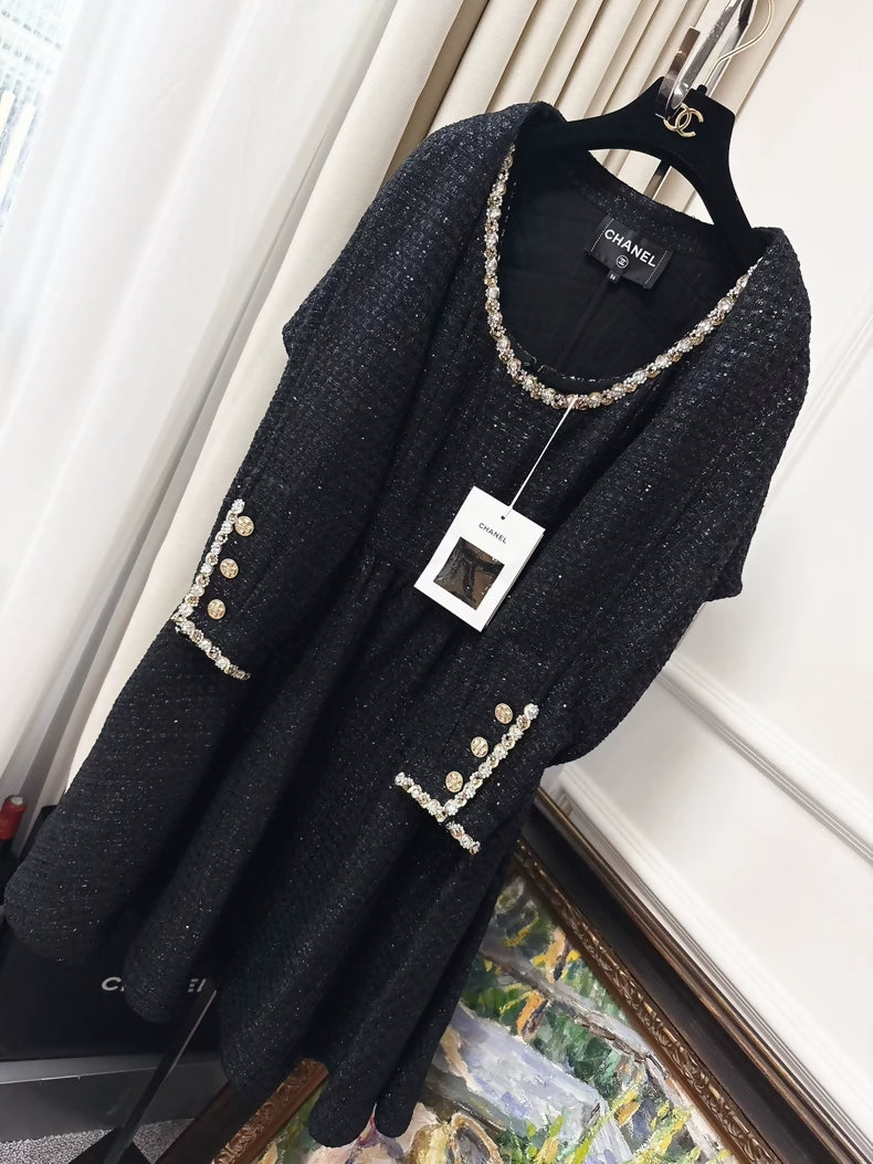 Chanel 23S black tweed dress