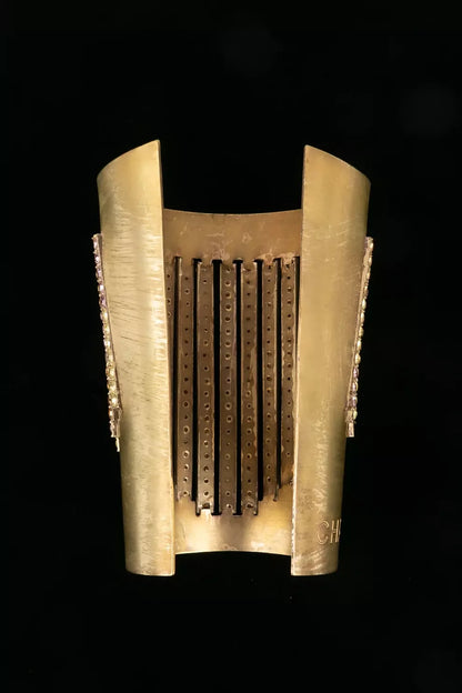 Chanel Gold-Tone Multicolor Strass Cuff Bracelet