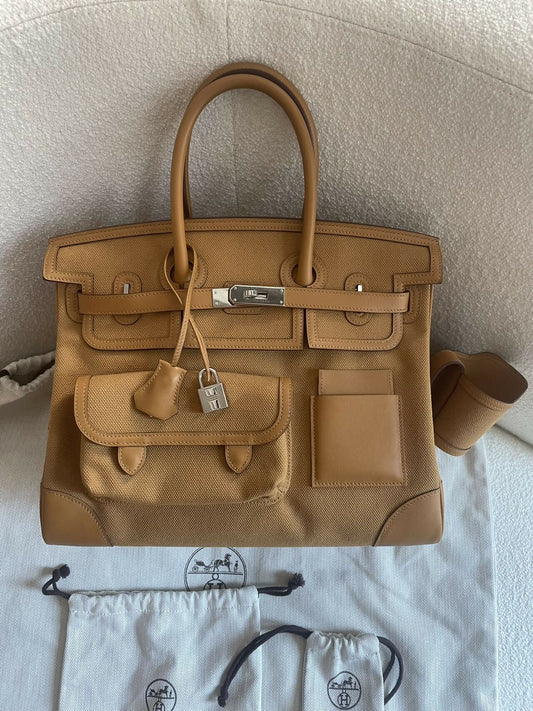 Hermès Birkin 35 Cargo Sesame S2 Swift Leather & Canvas with Hardware Z Stamp
