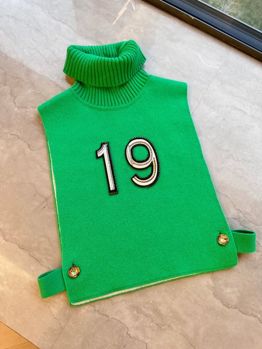 Chanel 21K Green Turtleneck Sweater Vest