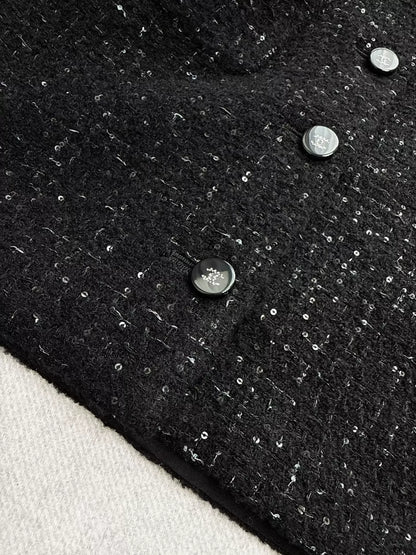 Chanel 24B black tweed sequin vest