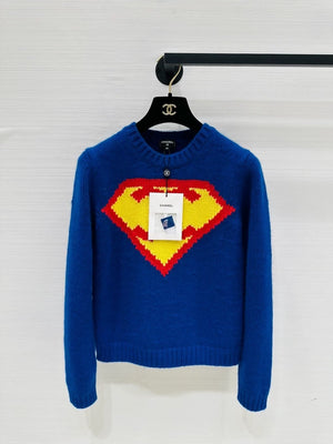 Chanel 26a blue Superman logo sweater