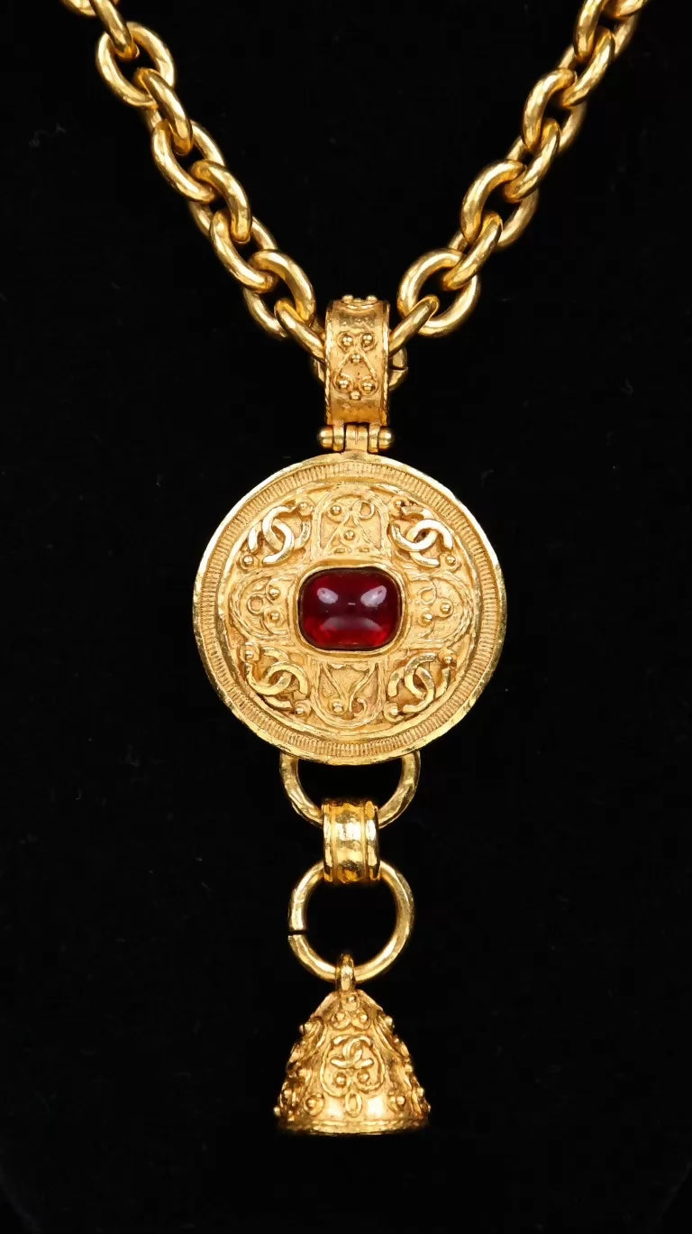 Chanel 1994 Burgundy Glass Necklace