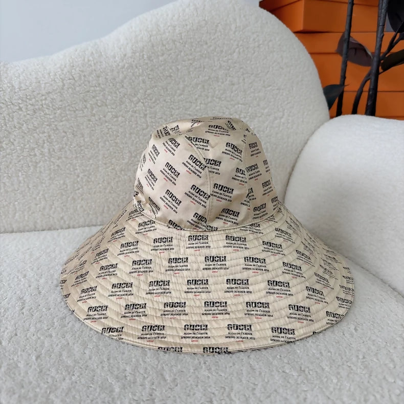 Gucci Silk Print Logo Bucket Hat
