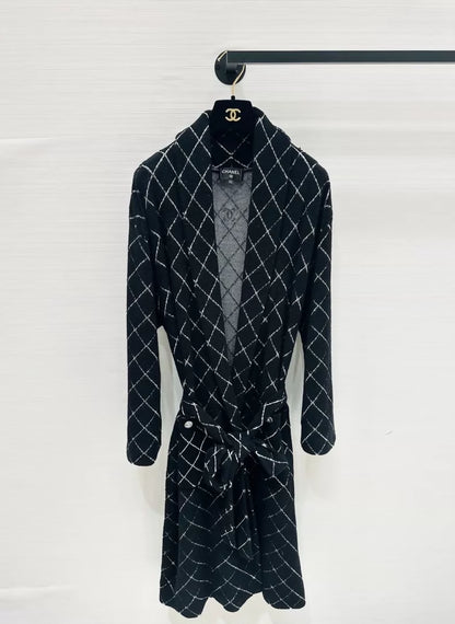 Chanel 25M Black Quilted Trench Coat
