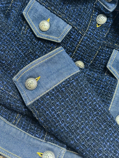 Chanel 18p blue tweed denim jacket