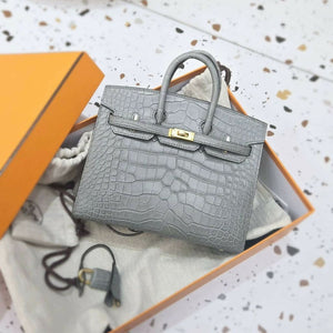 Hermes Birkin 20 Gris Ciment (0V) Matte Alligator leather Gold Hardware
