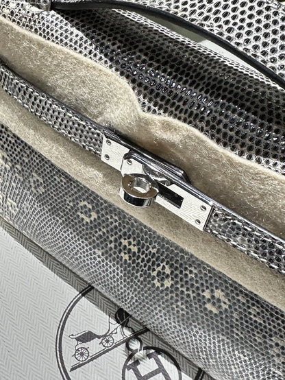 Hermes Kelly Pochette Lizard Ombre leather palladium hardware