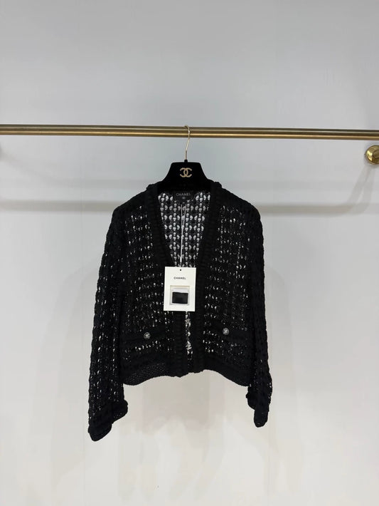 Chanel 26C Black Lace Cardigan
