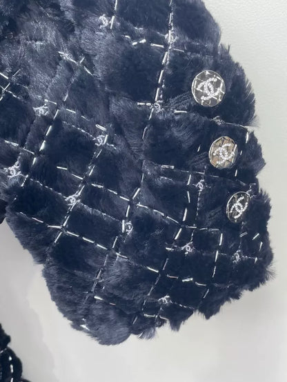 Chanel 22B black faux fur jacket