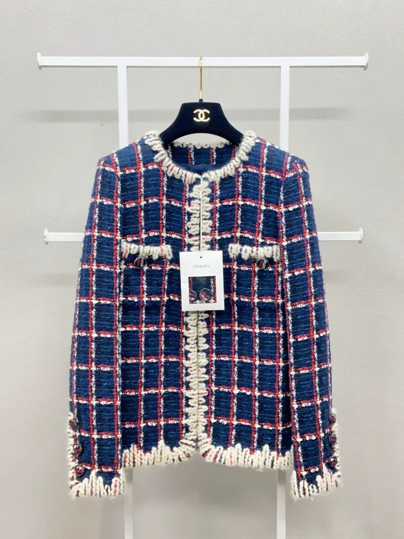 Chanel 19 red, blue and white tweed jacket