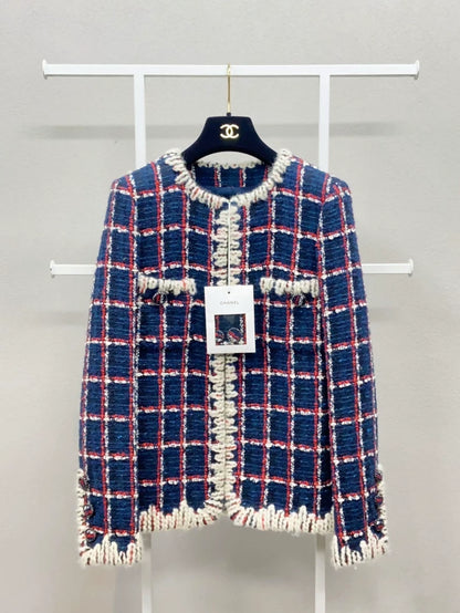 Chanel 19 red, blue and white tweed jacket