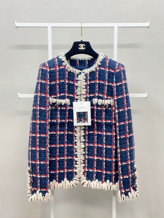Chanel 19 red, blue and white tweed jacket