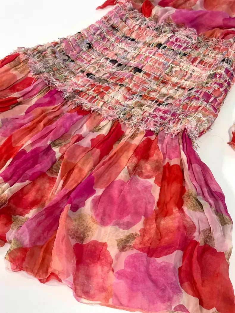 Chanel 10C pink Colorful Silk Dress