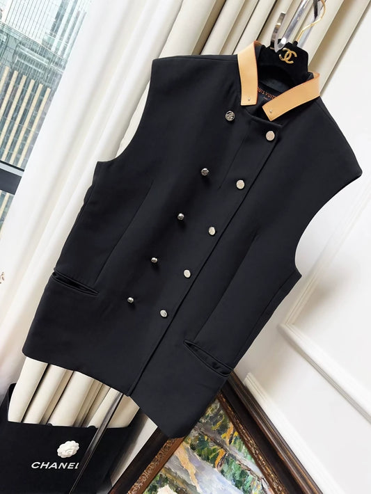 Louis Vuitton black leather vest