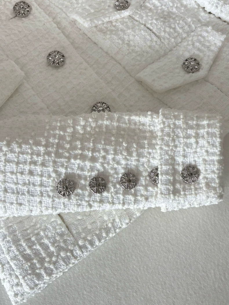 Chanel 22C White Tweed Four-Pocket Jacket