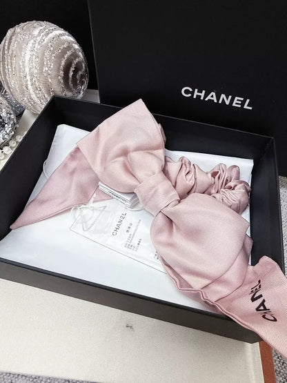 Chanel 2022 Pink Letter Bow Hair Tie
