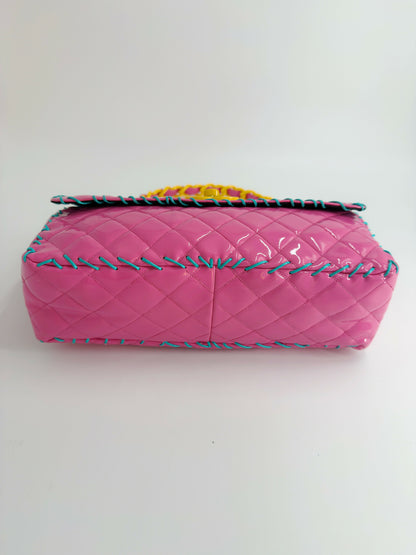 Chanel 1994 Vintage Pink Vinyl Jumbo Flap Bag