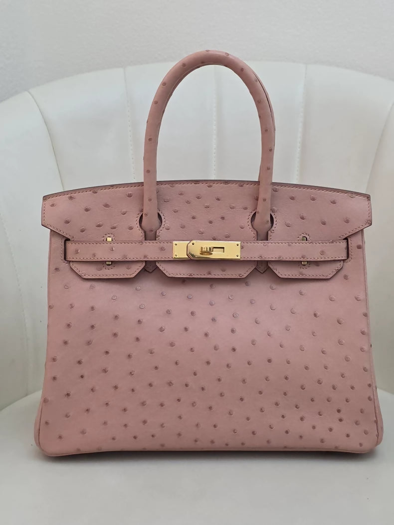 Hermes Birkin 30 Terre Cuite Ostrich Leather Gold Hardware