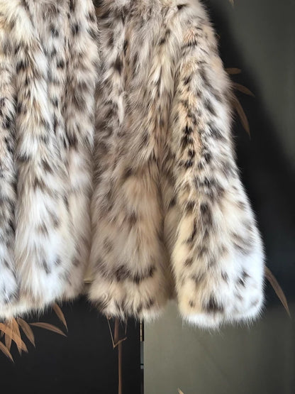Vintage Pure white mountain lynx coat