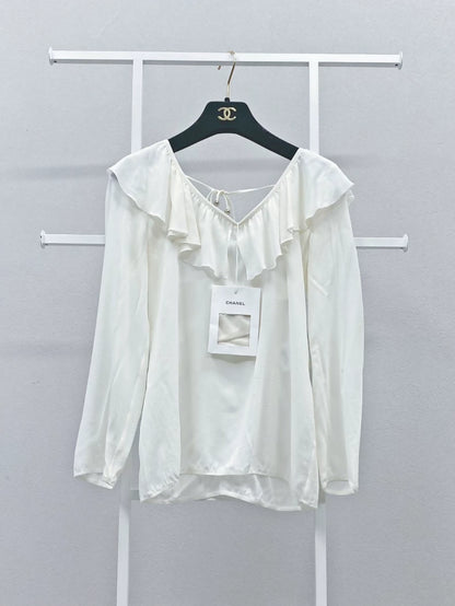 Chanel white silk top
