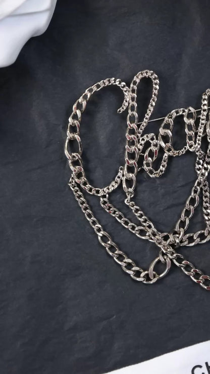 Chanel 2006 Silver Chain Letter Brooch