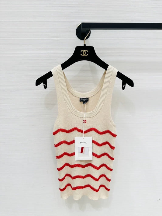 Chanel 26M Coco Beach Wavy Stripe Knit top