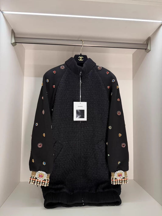 Chanel 22A jacket with ruby-embellished sleeves