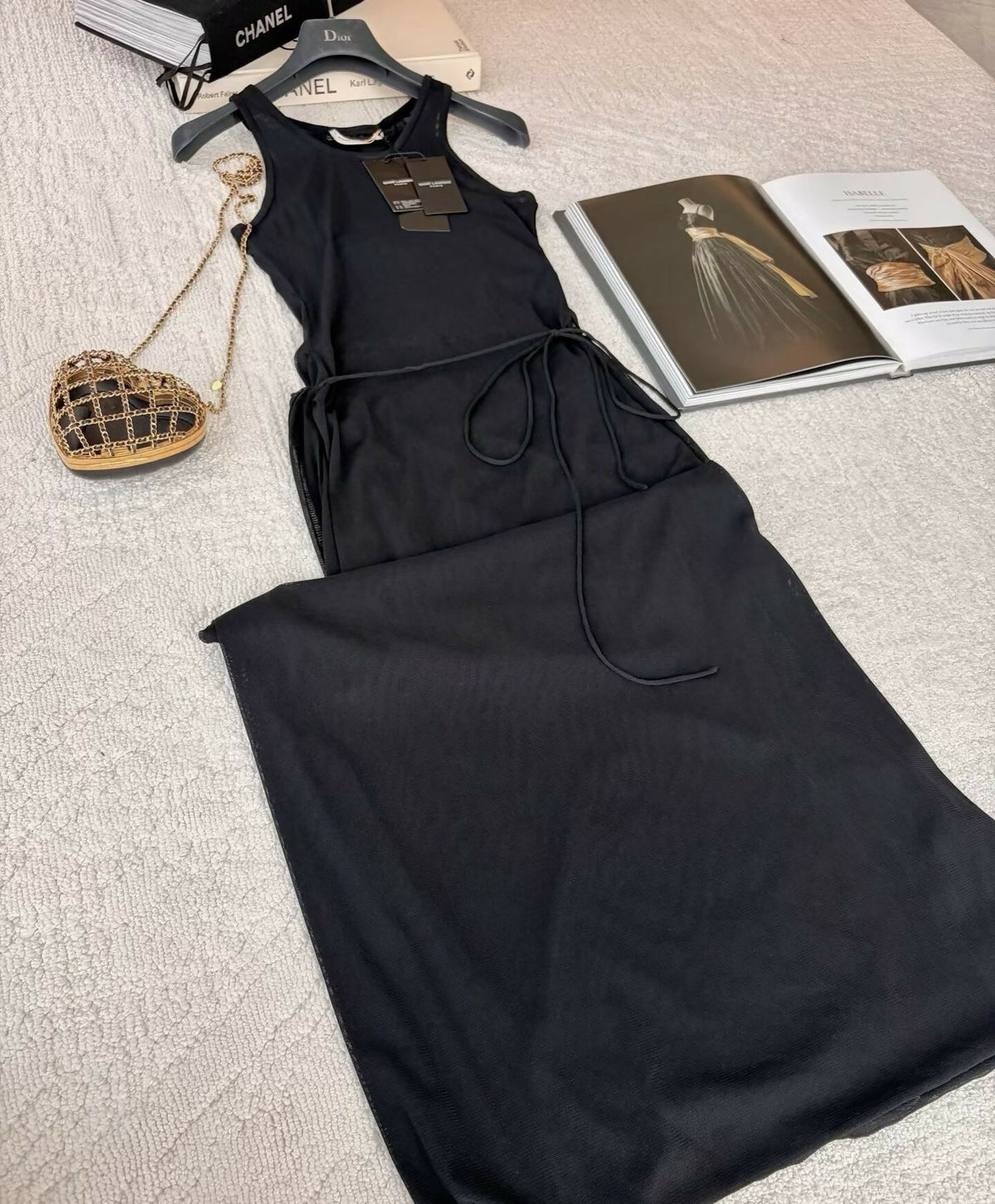 Louis Vuitton Black Drawstring Slit Dress