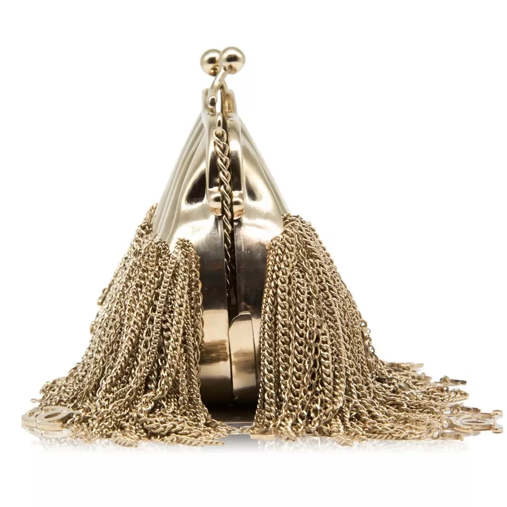 Chanel 2004 Gold Chain Fringe Minaudière