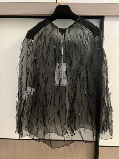 Chanel 23s Black Feather Cape