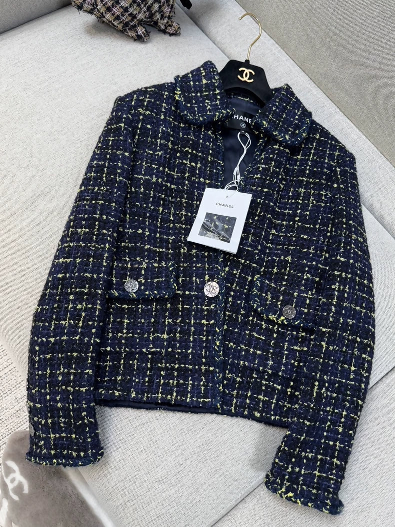 Chanel 22b blue mixed-color tweed jacket