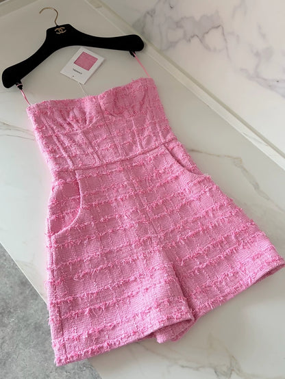 Chanel 23C Pink Tweed Jumpsuit