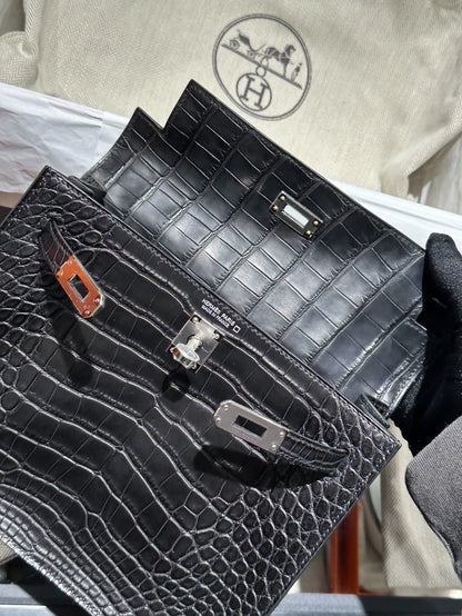 Hermes Kelly Danse black matte crocodile palladium hardware